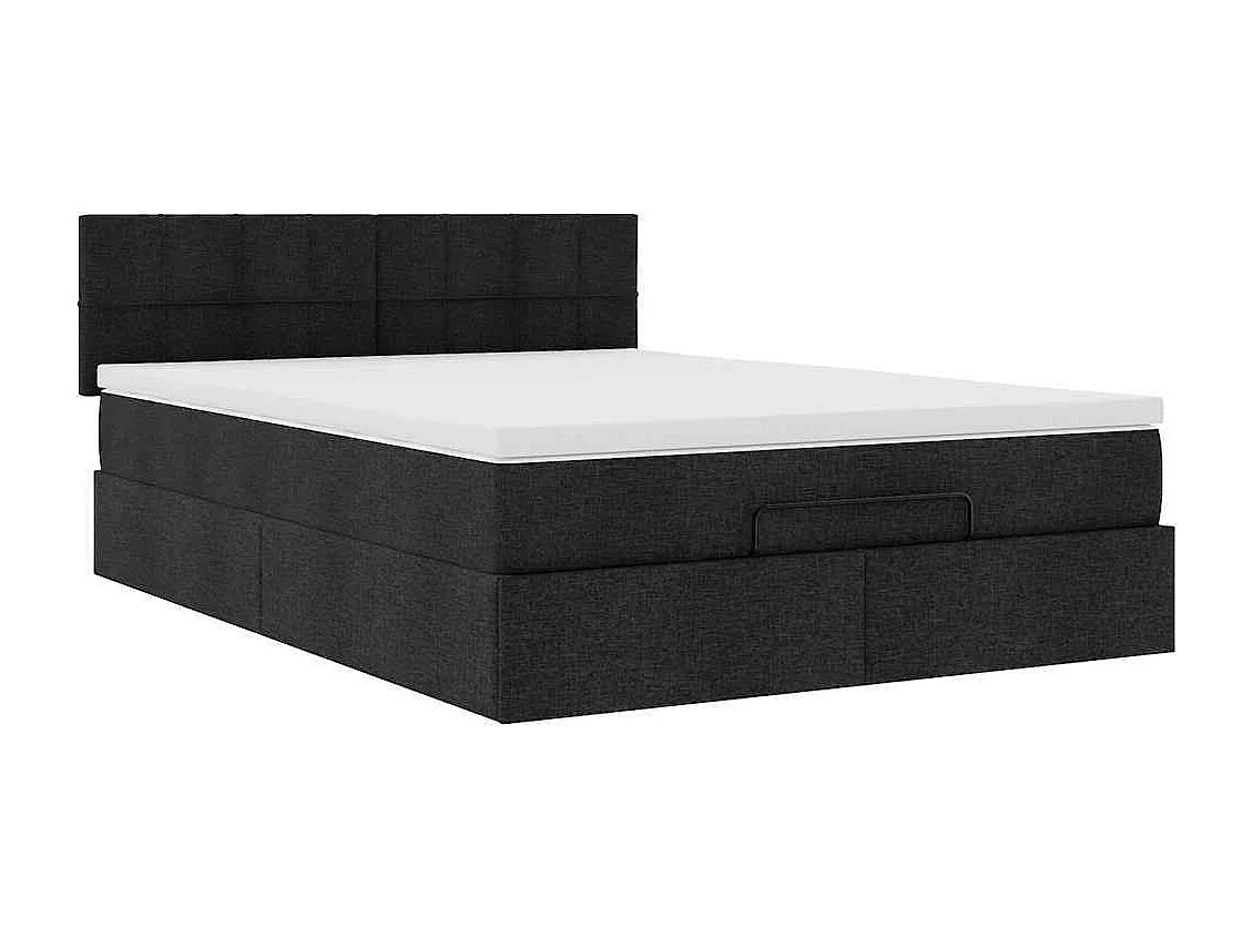 Estructura cama otomana colchón tela negra 140x190 cm