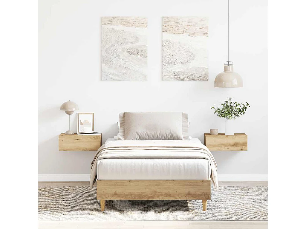 Cadre de lit sans matelas chêne artisanal 75x190 cm