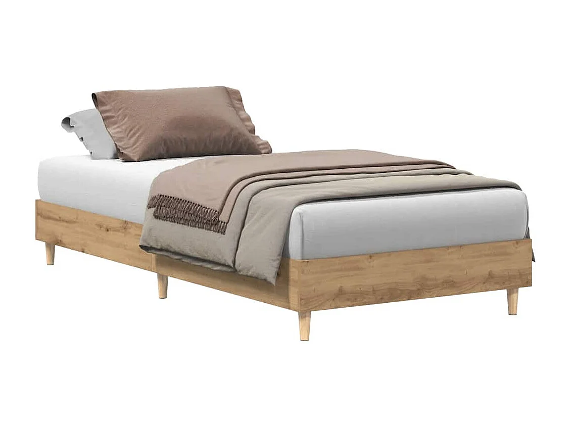 Cadre de lit sans matelas chêne artisanal 75x190 cm