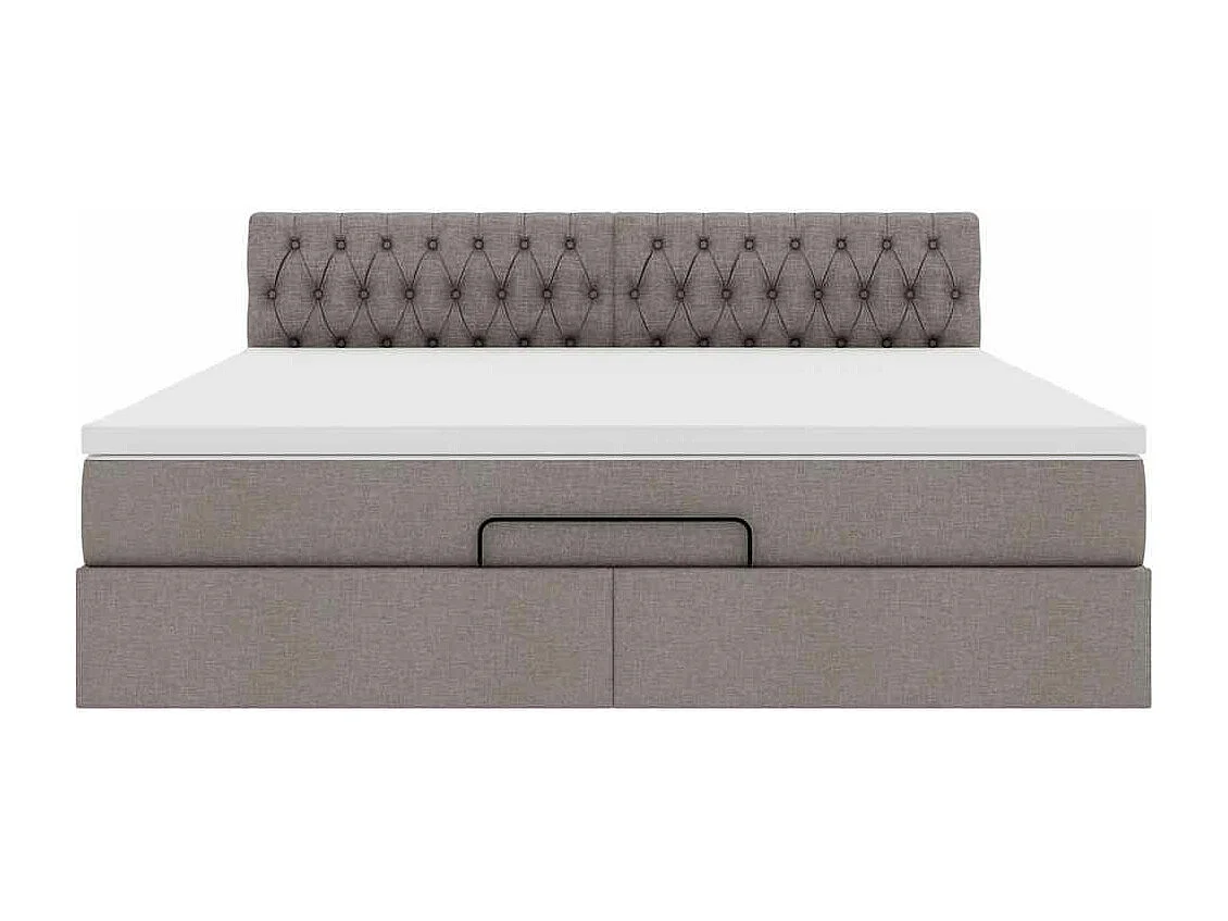 Cadre de lit ottoman avec matelas taupe 180x200 cm tissu
