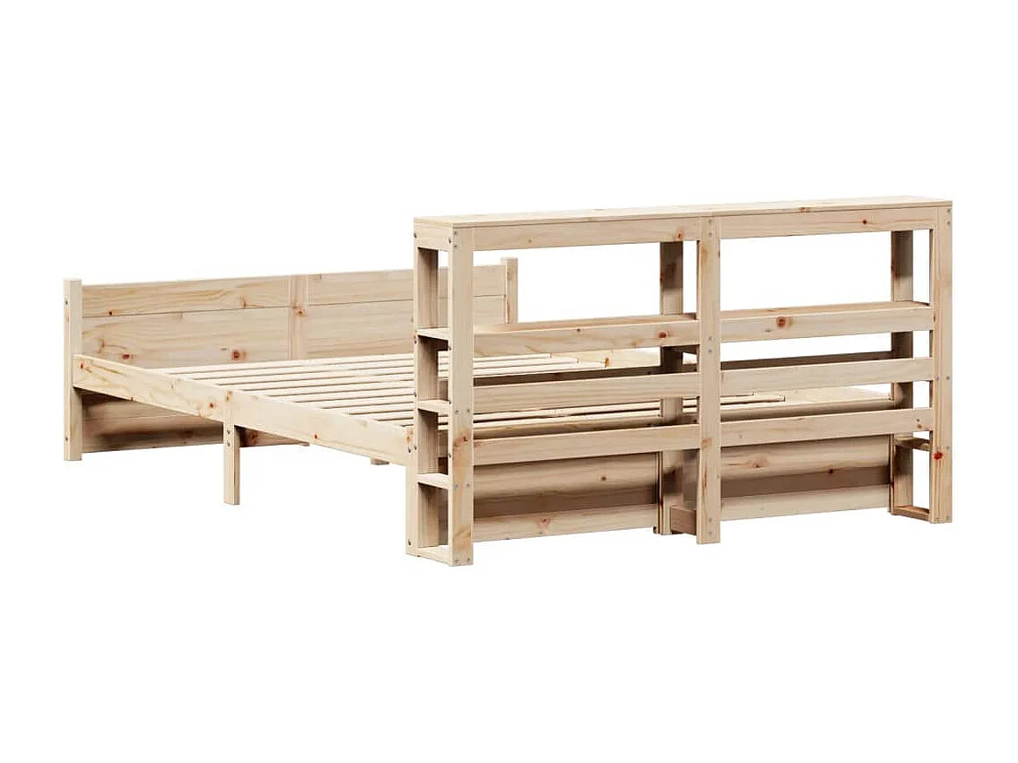 Estructura de cama con cabecero madera de pino blanco 150x200cm