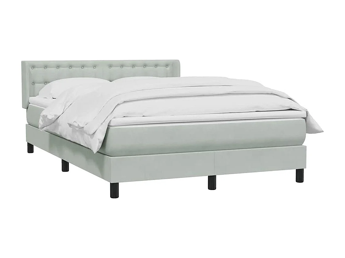 Cama box spring con colchón terciopelo gris claro 140x210 cm