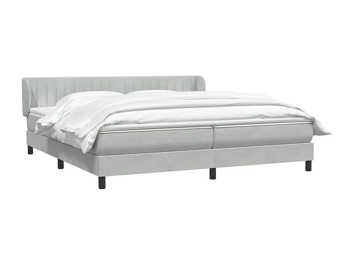 Cama box spring con colchones terciopelo gris claro 180x220 cm
