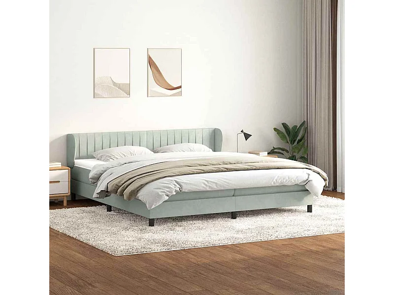 Cama com molas/colchões 180x220 cm veludo cinzento-claro