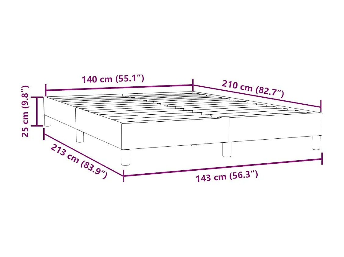 Cadre de lit sans matelas rose 140x210 cm velours