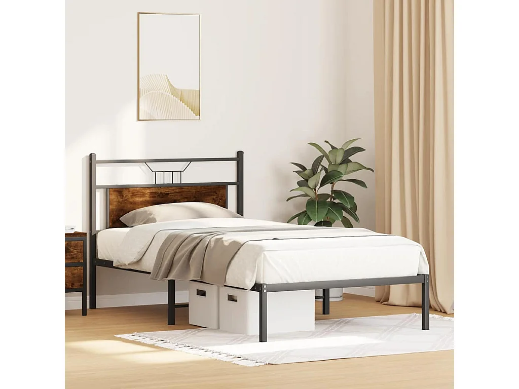 Cadre de lit sans matelas chêne fumé 100x190 cm bois ingénierie