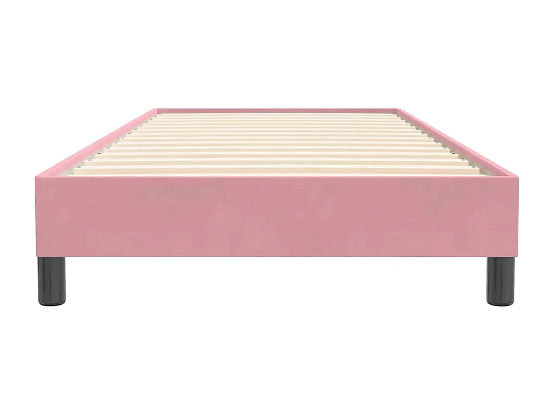 Cama box spring sin colchón rosa terciopelo 100x220 cm