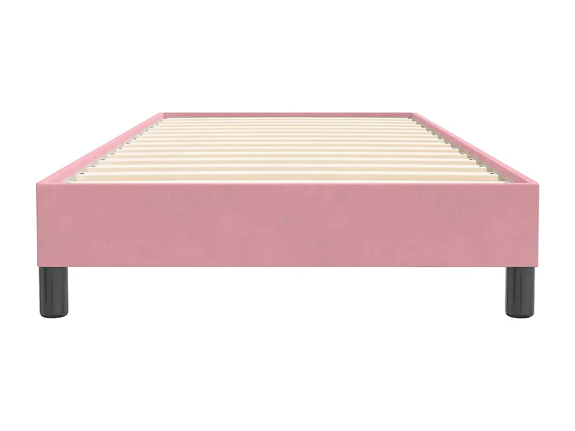 Cama box spring sin colchón rosa terciopelo 100x220 cm