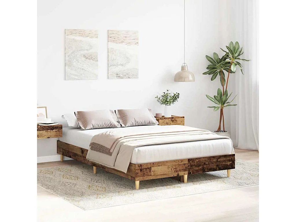 Cadre de lit sans matelas vieux bois 120x190 cm bois ingénierie