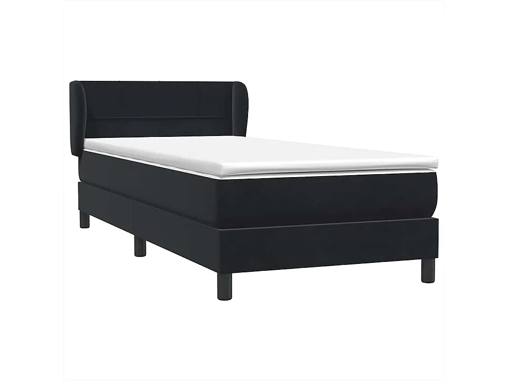 Cama box spring com colchão 90x210 cm veludo preto