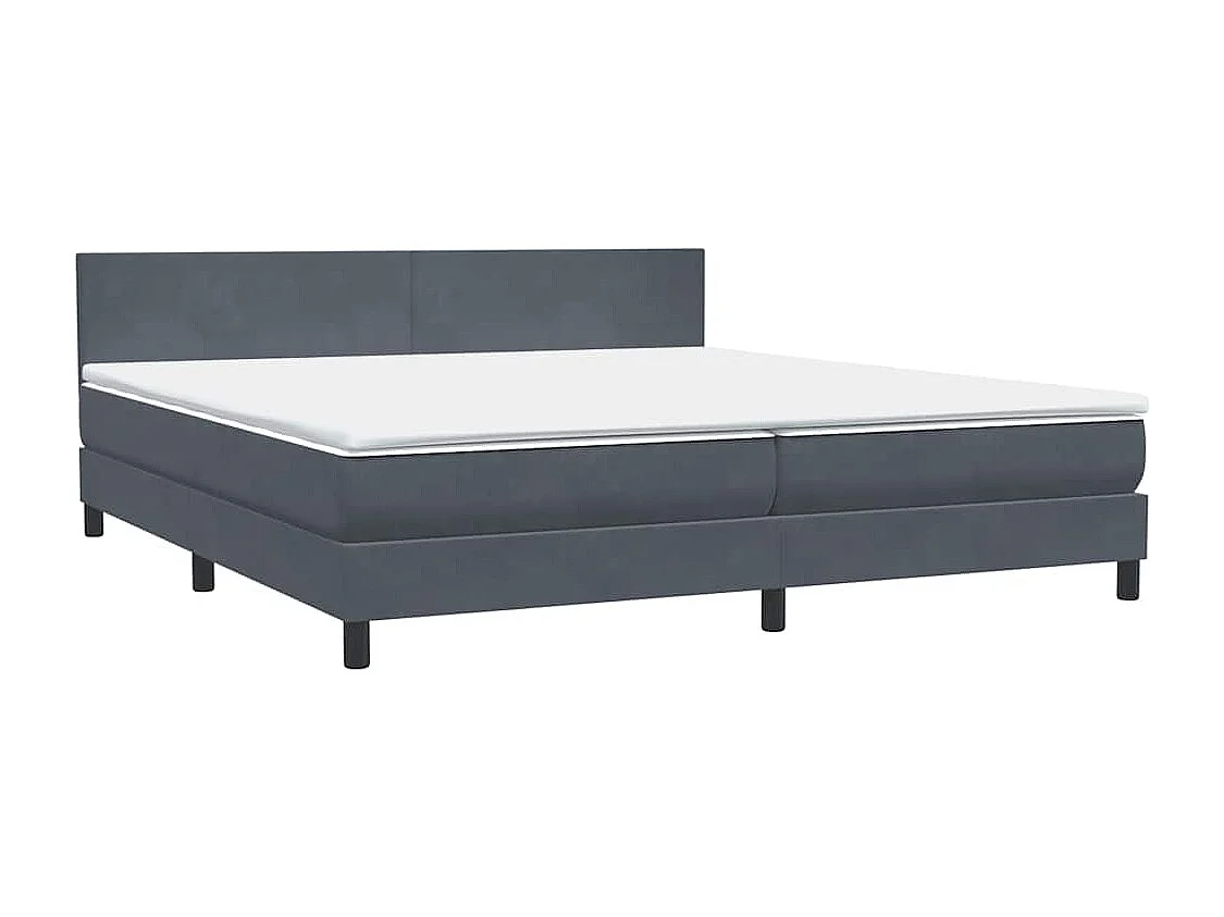 Cama box spring con colchón terciopelo gris oscuro 180x220 cm