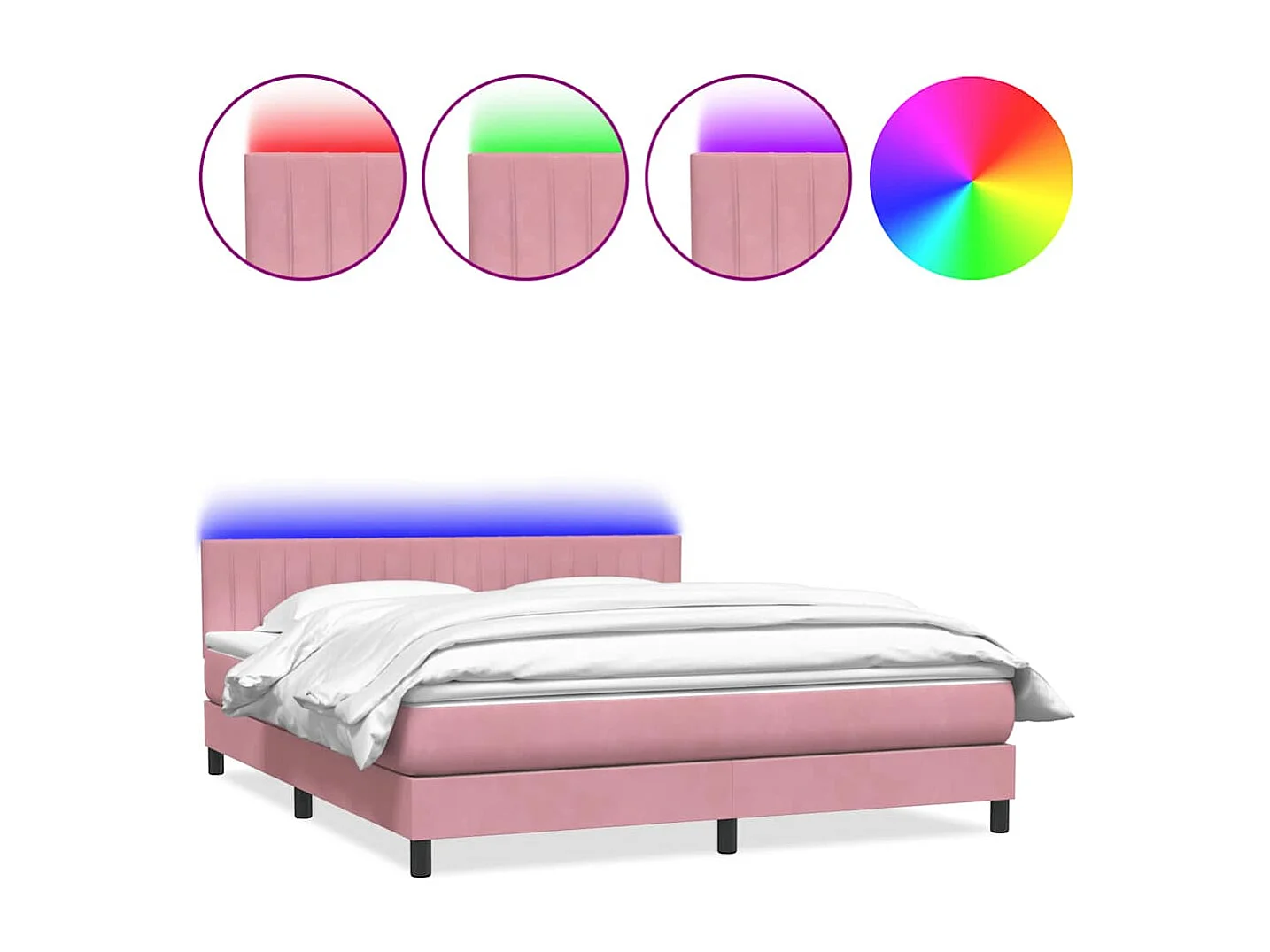 Cama box spring con colchón terciopelo rosa 180x210 cm