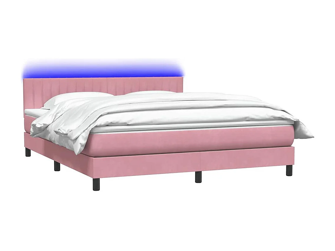 Cama box spring con colchón terciopelo rosa 180x210 cm