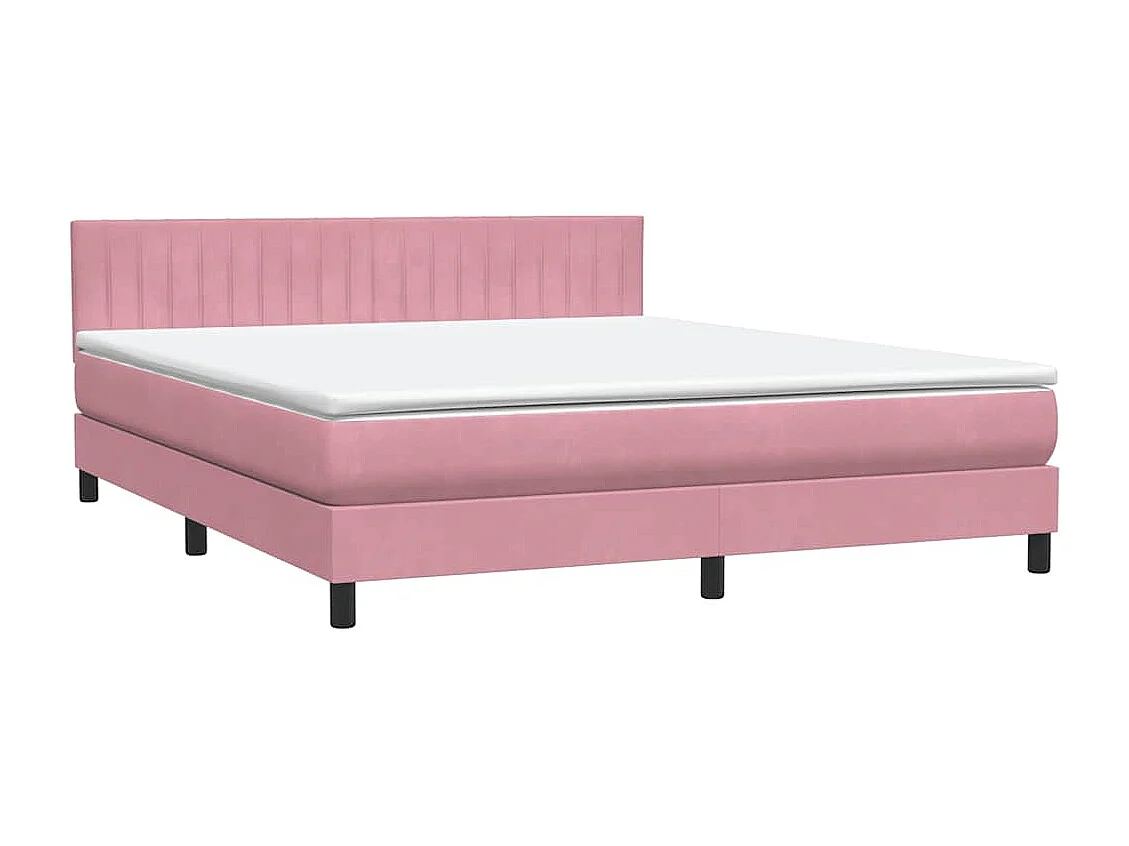 Cama box spring con colchón terciopelo rosa 180x210 cm