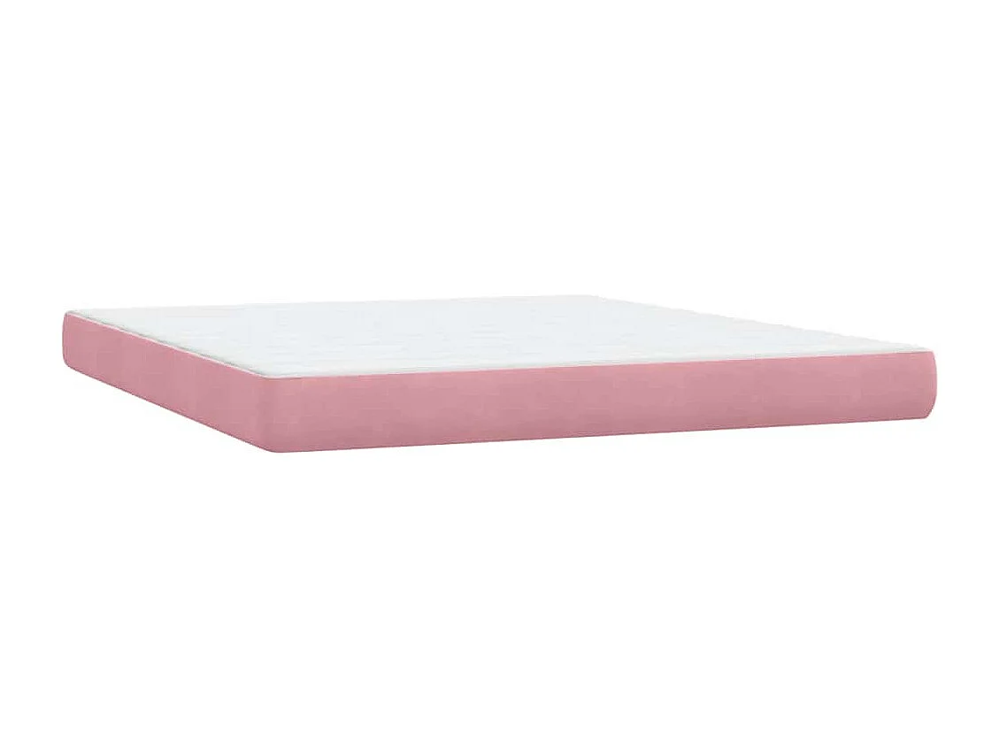 Cama box spring con colchón terciopelo rosa 180x210 cm