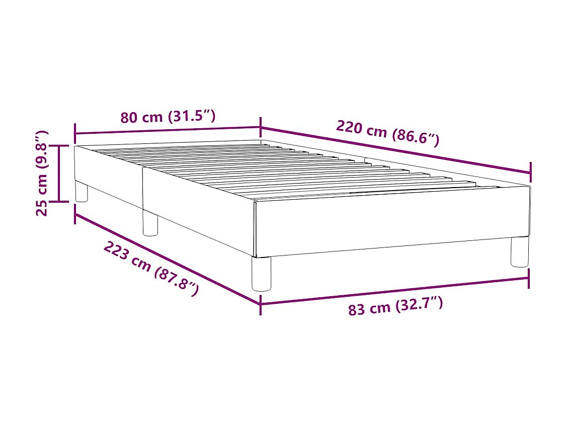 Sommier à lattes de lit sans matelas gris foncé 80x220 cm