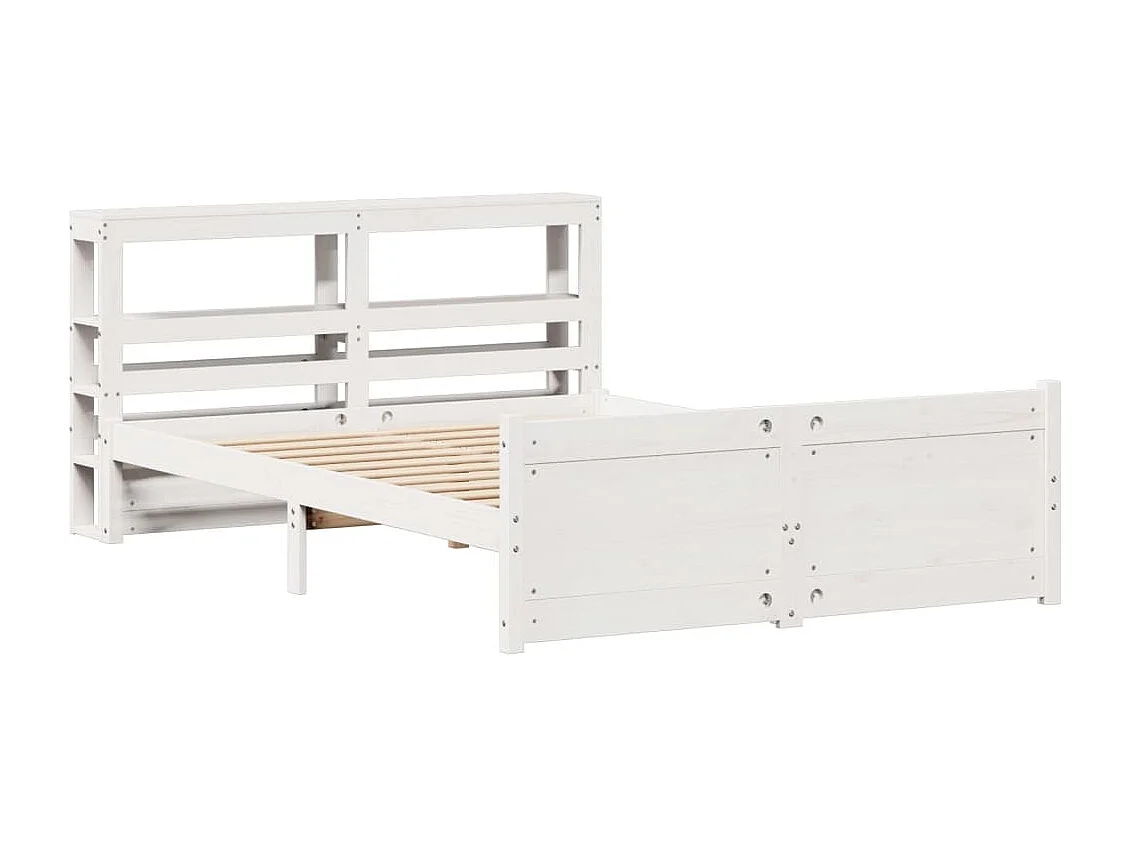 Estrutura de cama com cabeceira 150x200 cm pinho maciço branco