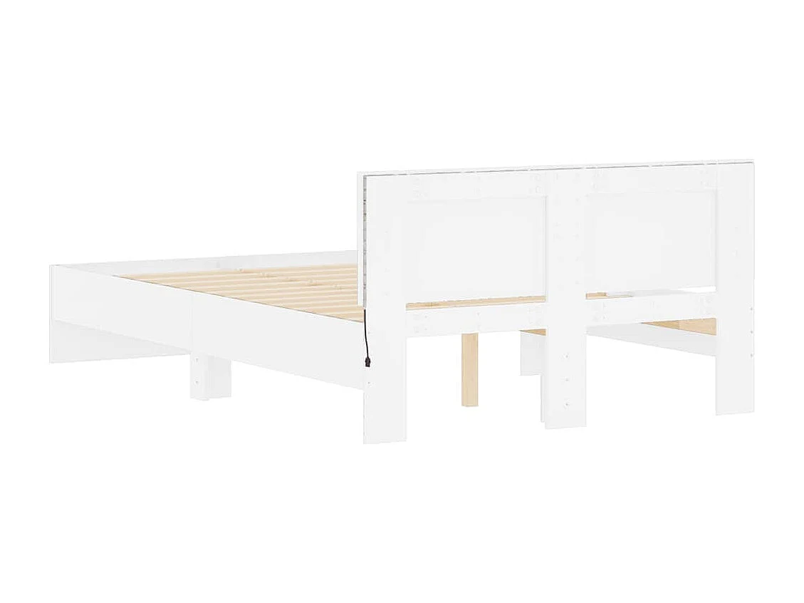 Cadre de lit avec tête de lit et LED blanc 140x190 cm