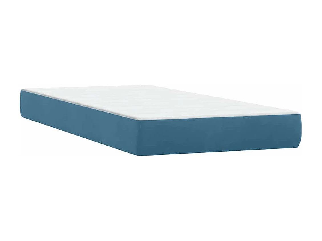 Cama box spring con colchón terciopelo azul oscuro 90x210 cm