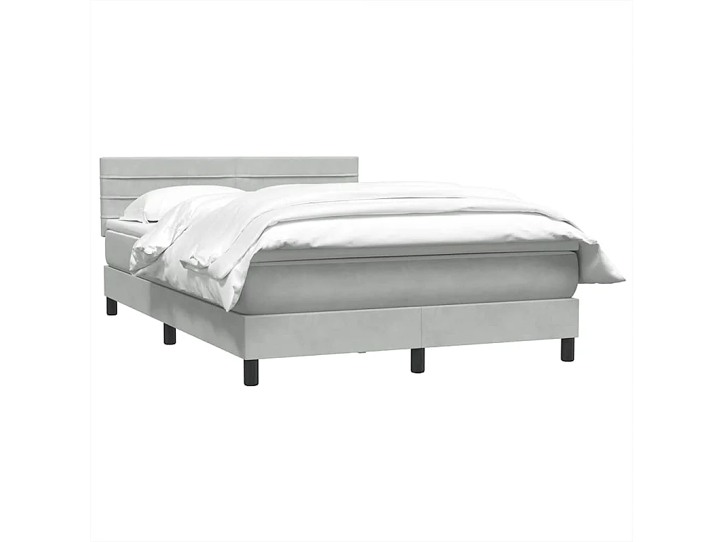 Boxspring met matras fluweel lichtgrijs 160x220 cm