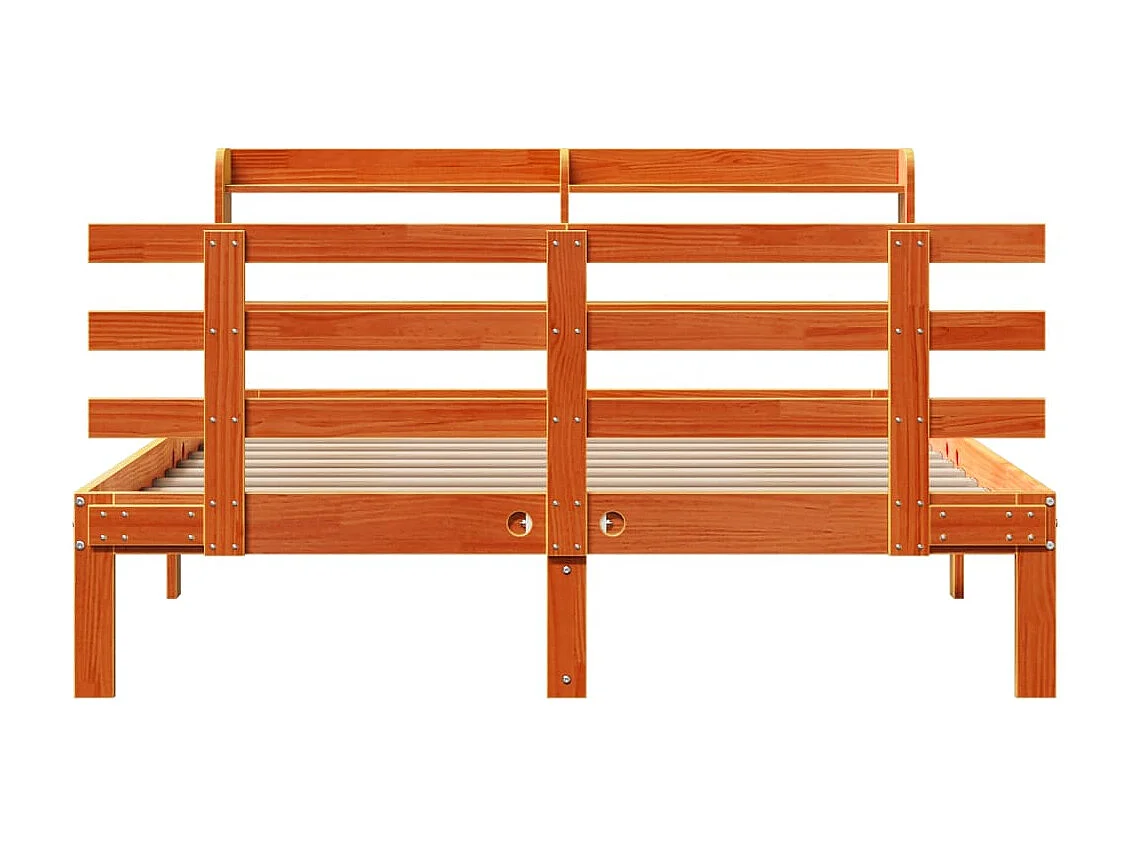 Cadre de lit et tête de lit sans matelas cire marron 140x190 cm