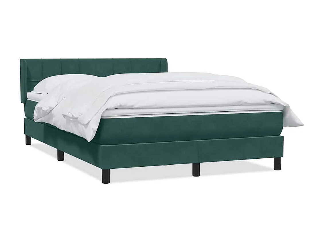 Cama box spring com colchão 160x210 cm veludo verde escuro