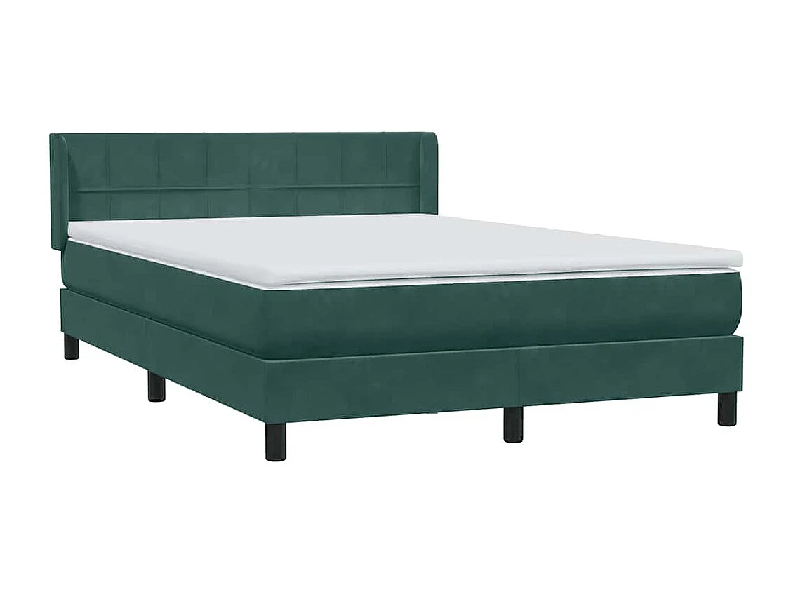 Cama box spring com colchão 160x210 cm veludo verde escuro