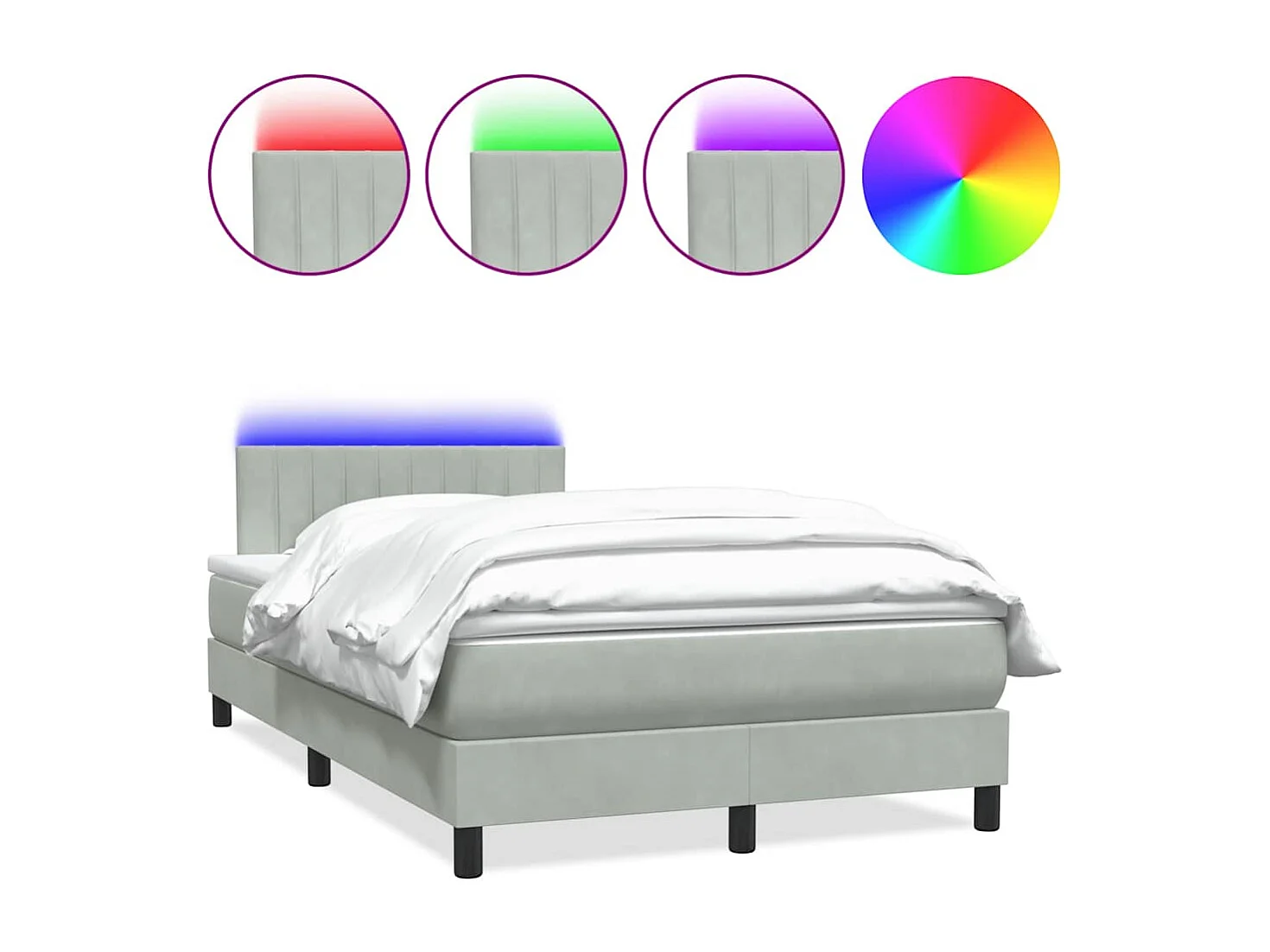 Cama boxspring com colchão 120x210 cm veludo cinzento-claro