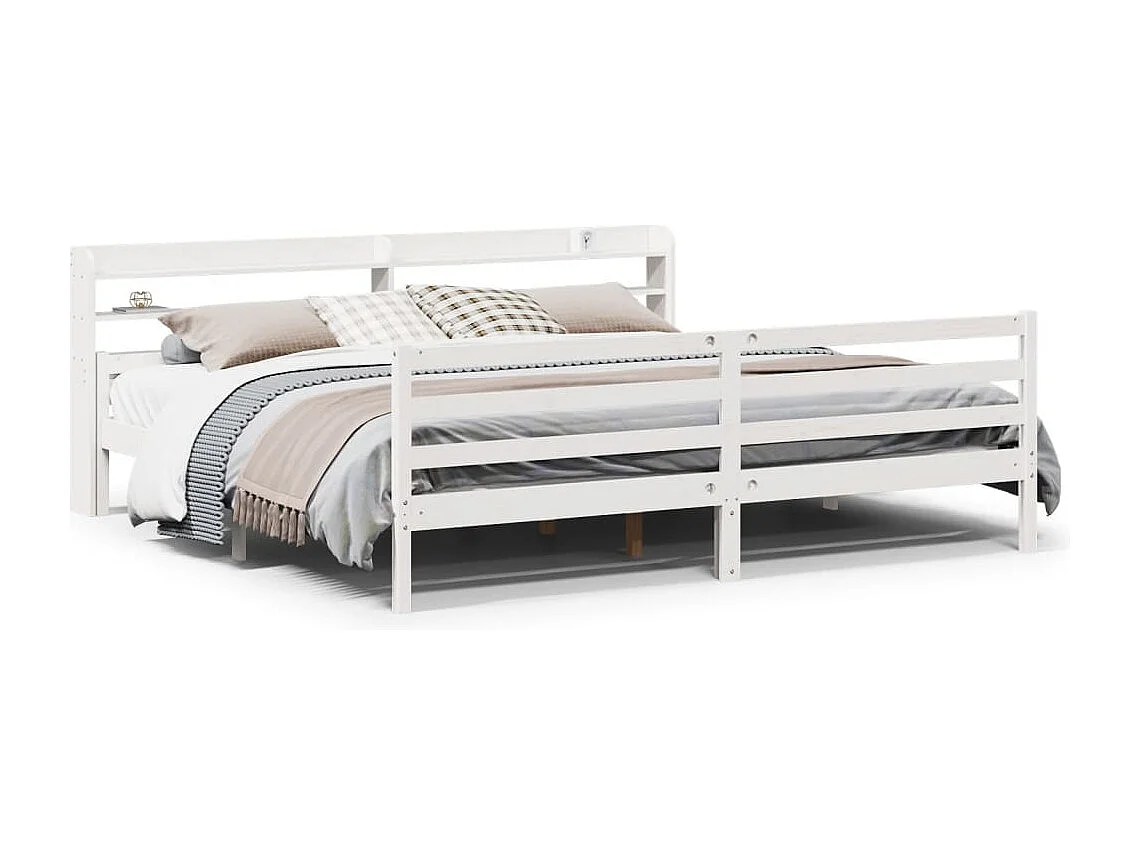 Cadre de lit avec tête de lit sans matelas blanc 200x200 cm