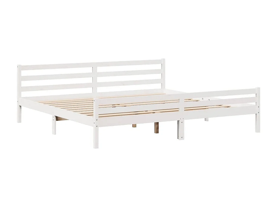 Cadre de lit avec tête de lit sans matelas blanc 200x200 cm