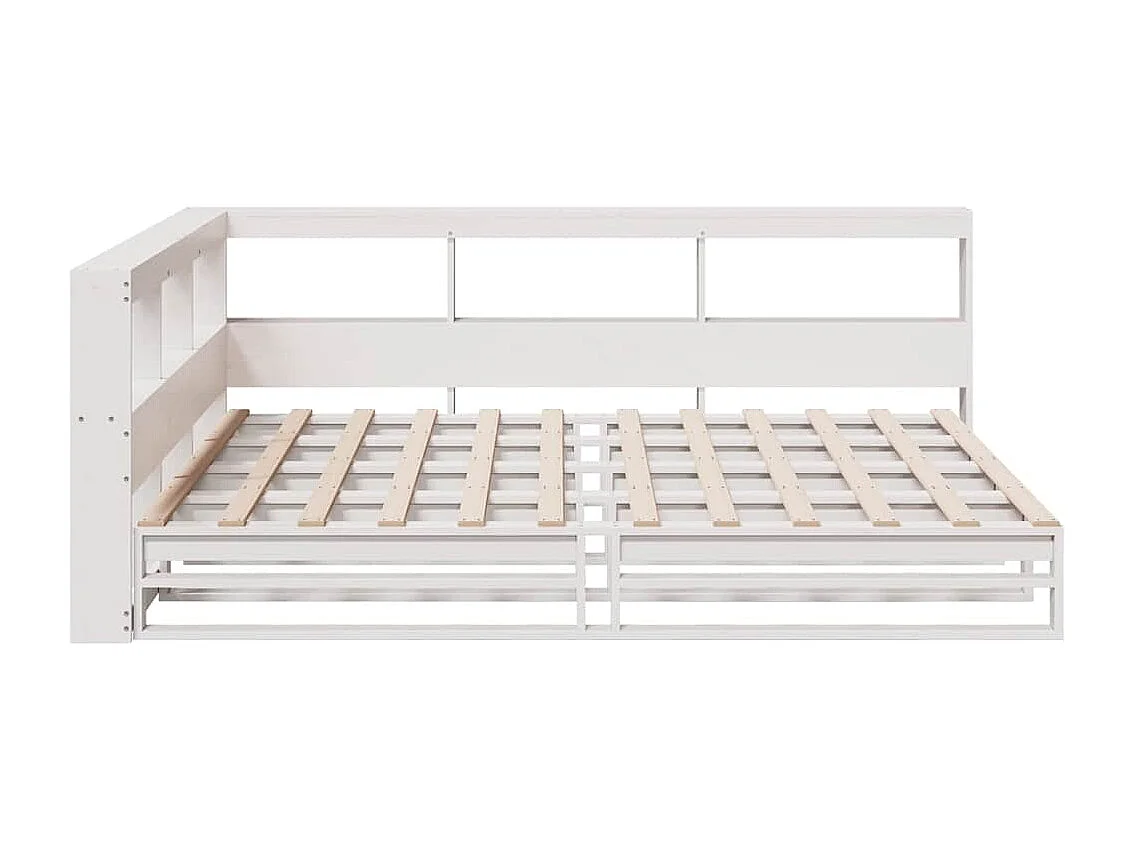 Lit bibliothèque sans matelas blanc 160x200 cm bois pin massif