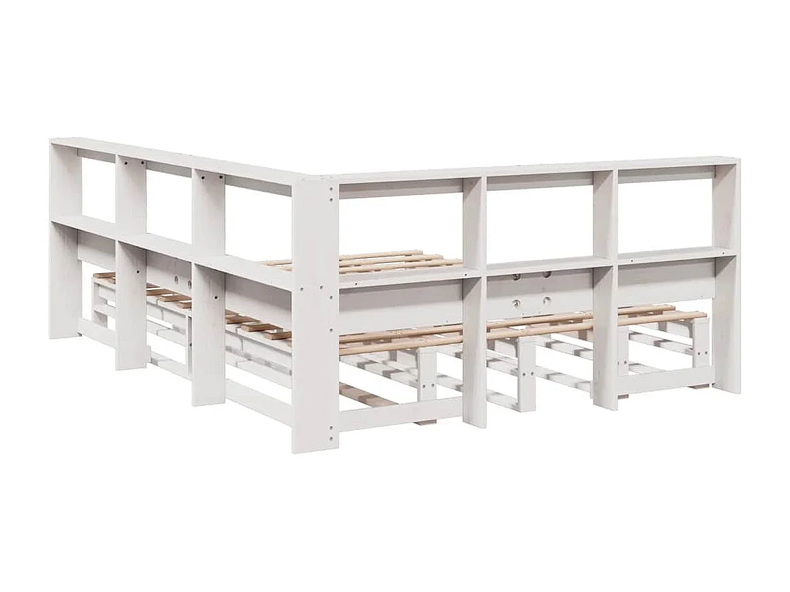 Lit bibliothèque sans matelas blanc 160x200 cm bois pin massif
