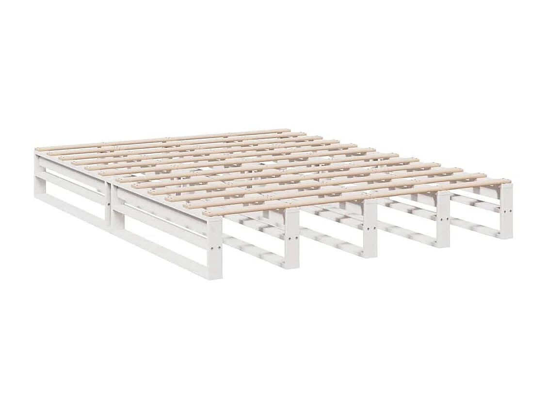 Lit bibliothèque sans matelas blanc 160x200 cm bois pin massif