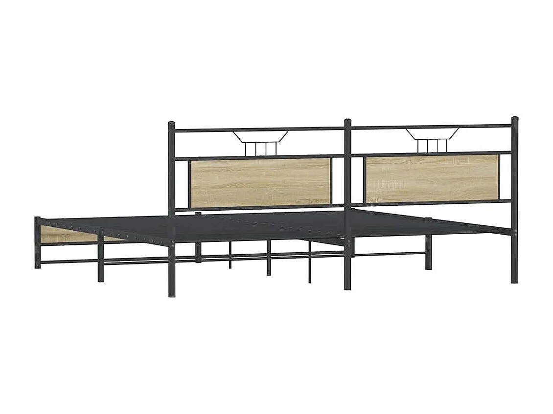 Estructura de cama sin colchón metal roble Sonoma 200x200 cm