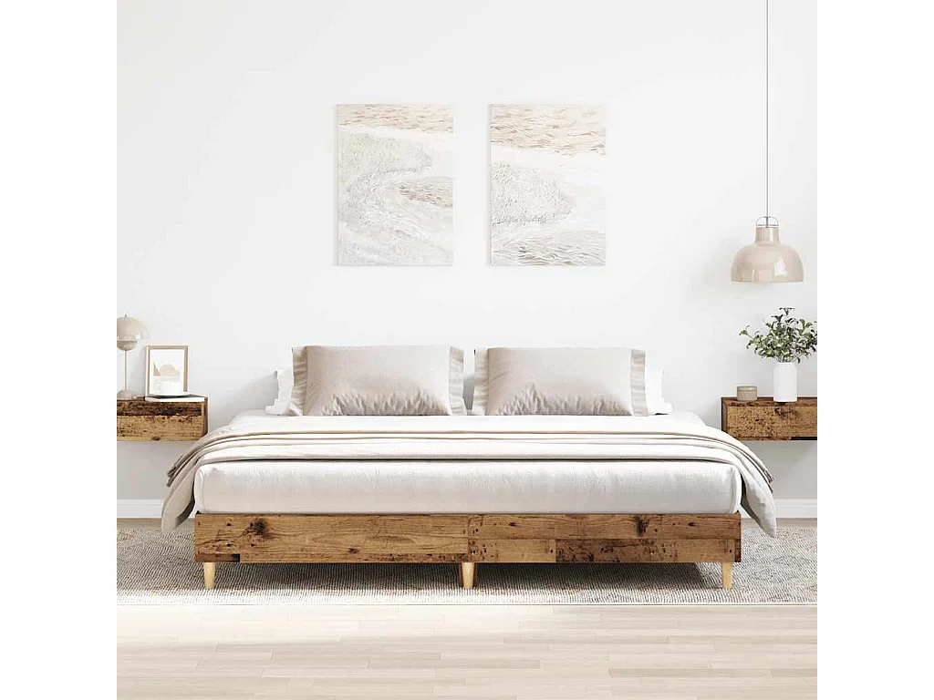 Cadre de lit sans matelas vieux bois 160x200 cm bois ingénierie