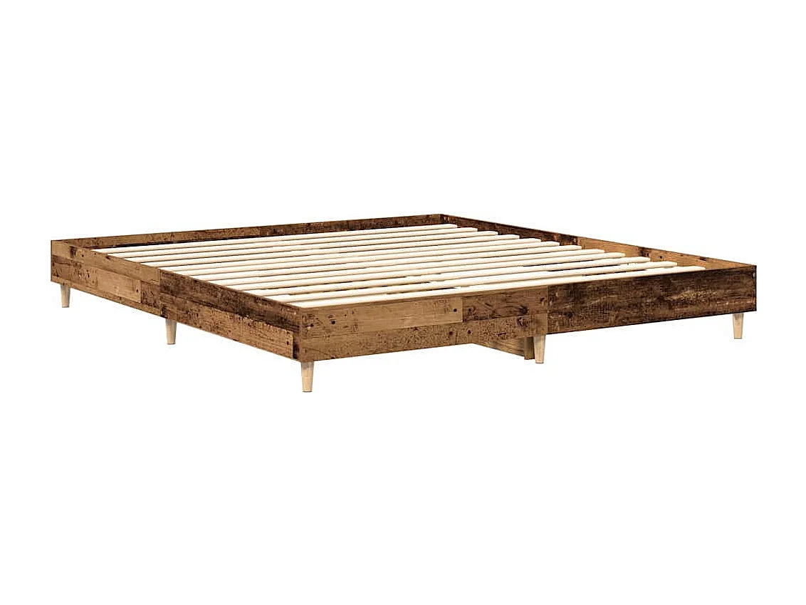 Cadre de lit sans matelas vieux bois 160x200 cm bois ingénierie
