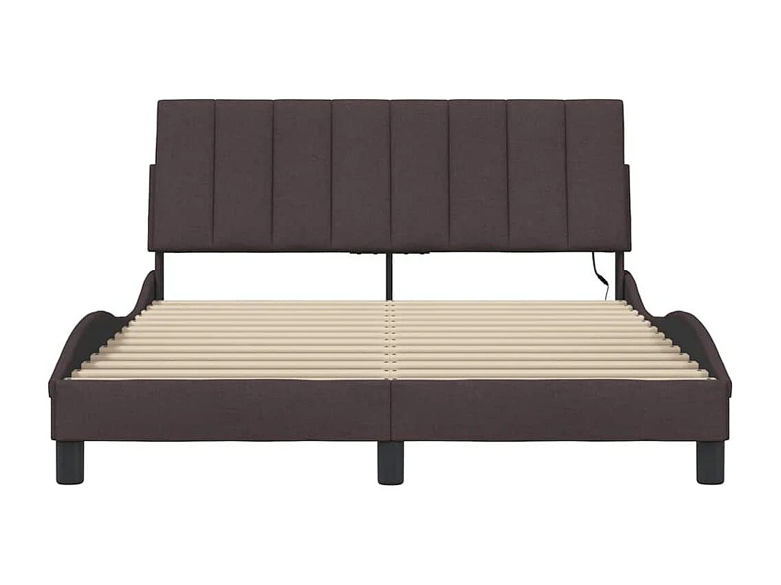 Estrutura de cama sem colchão 140x200 cm tecido castanho-escuro