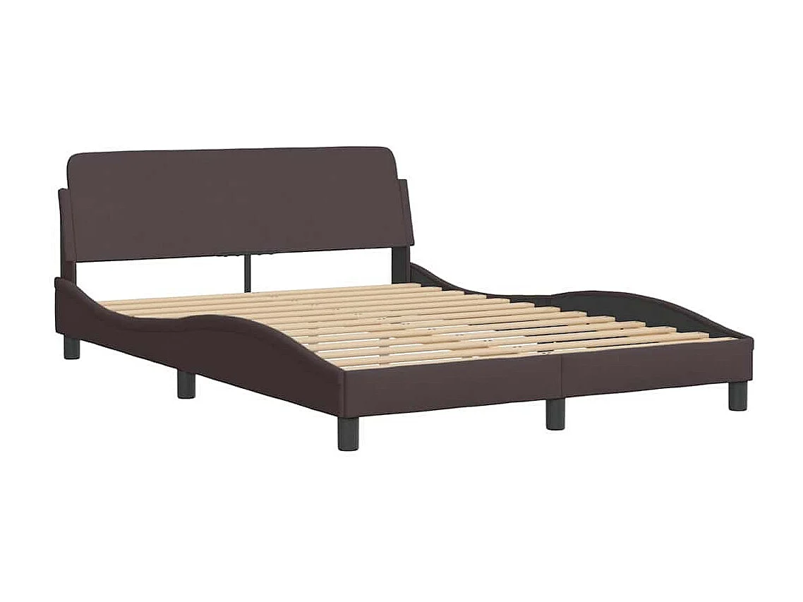 Cadre de lit sans matelas marron foncé 140x200 cm tissu