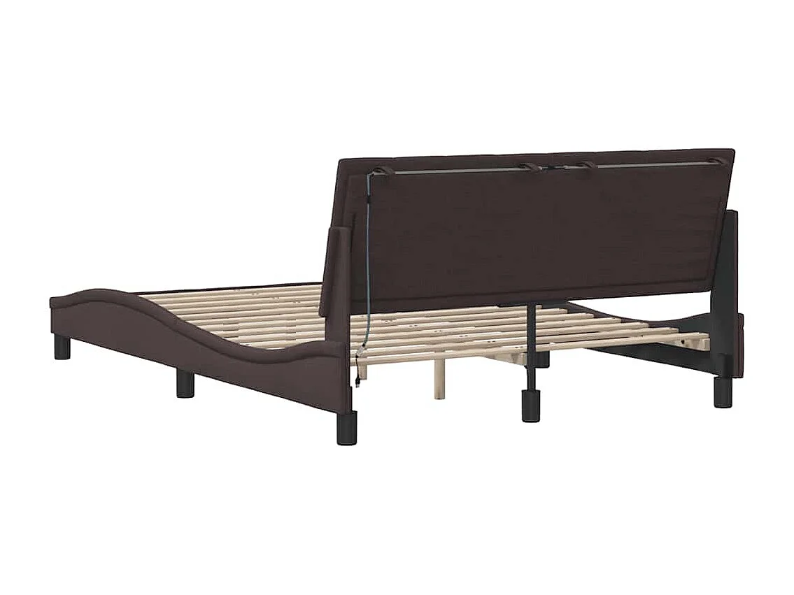 Cadre de lit sans matelas marron foncé 140x200 cm tissu