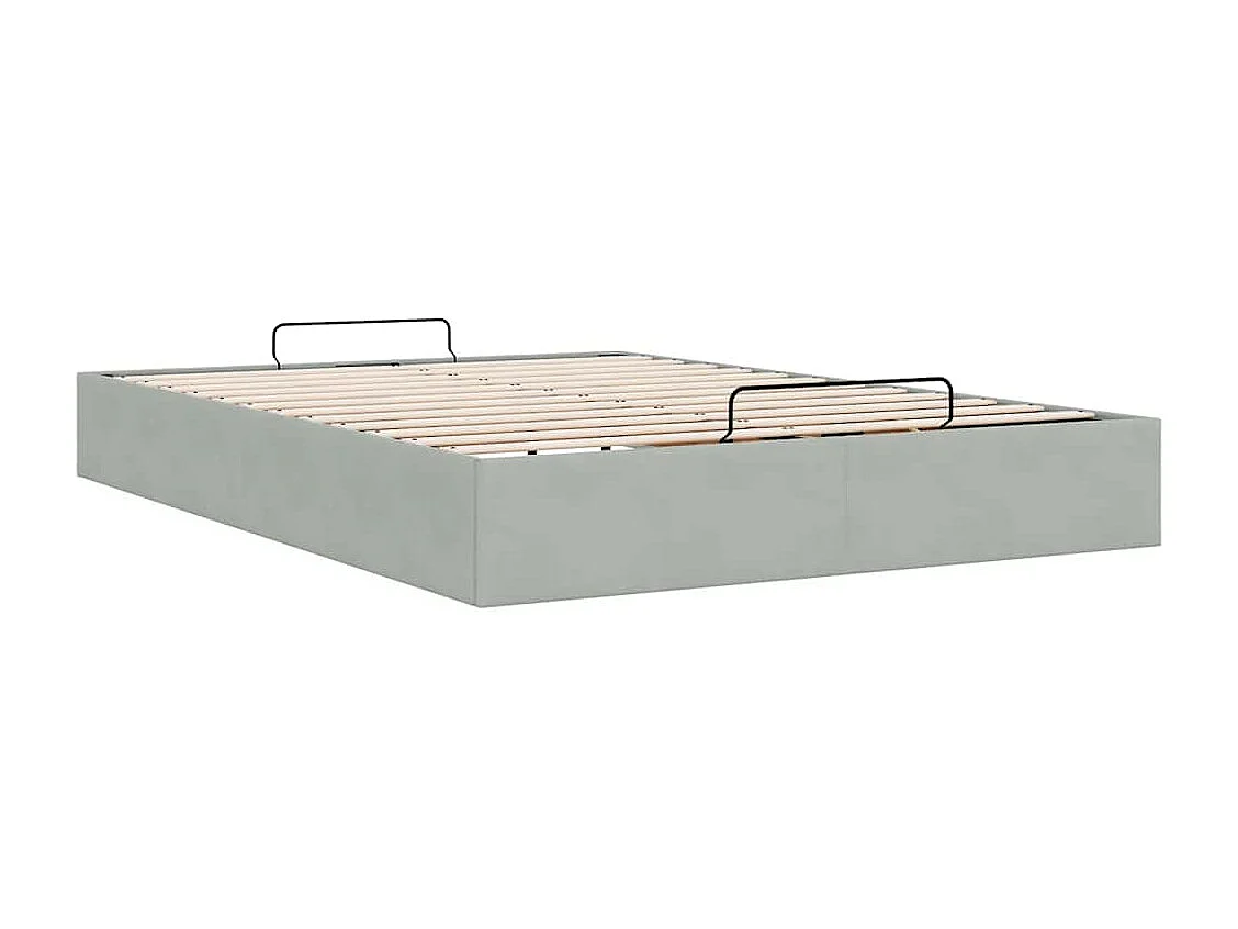 Cadre de lit ottoman sans matelas gris clair 140x190 cm velours