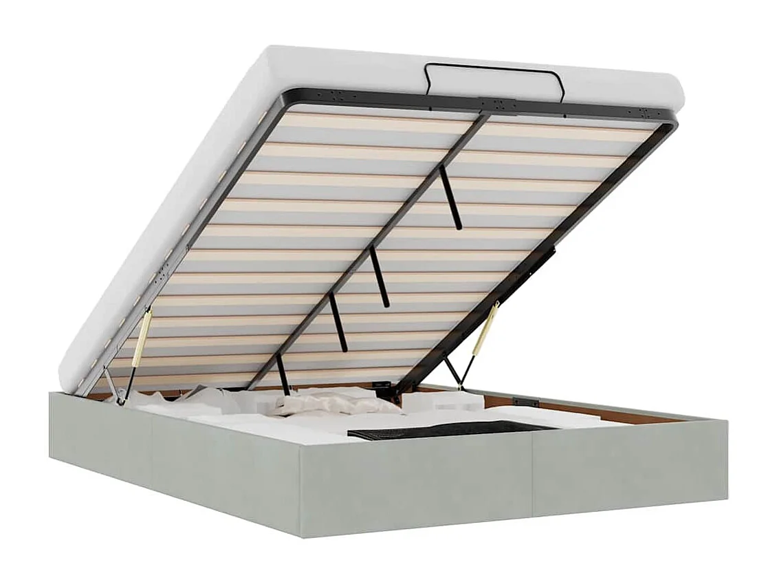 Otomano Bed Frame No Colchão Cinzento Claro 140x190 cm Veludo