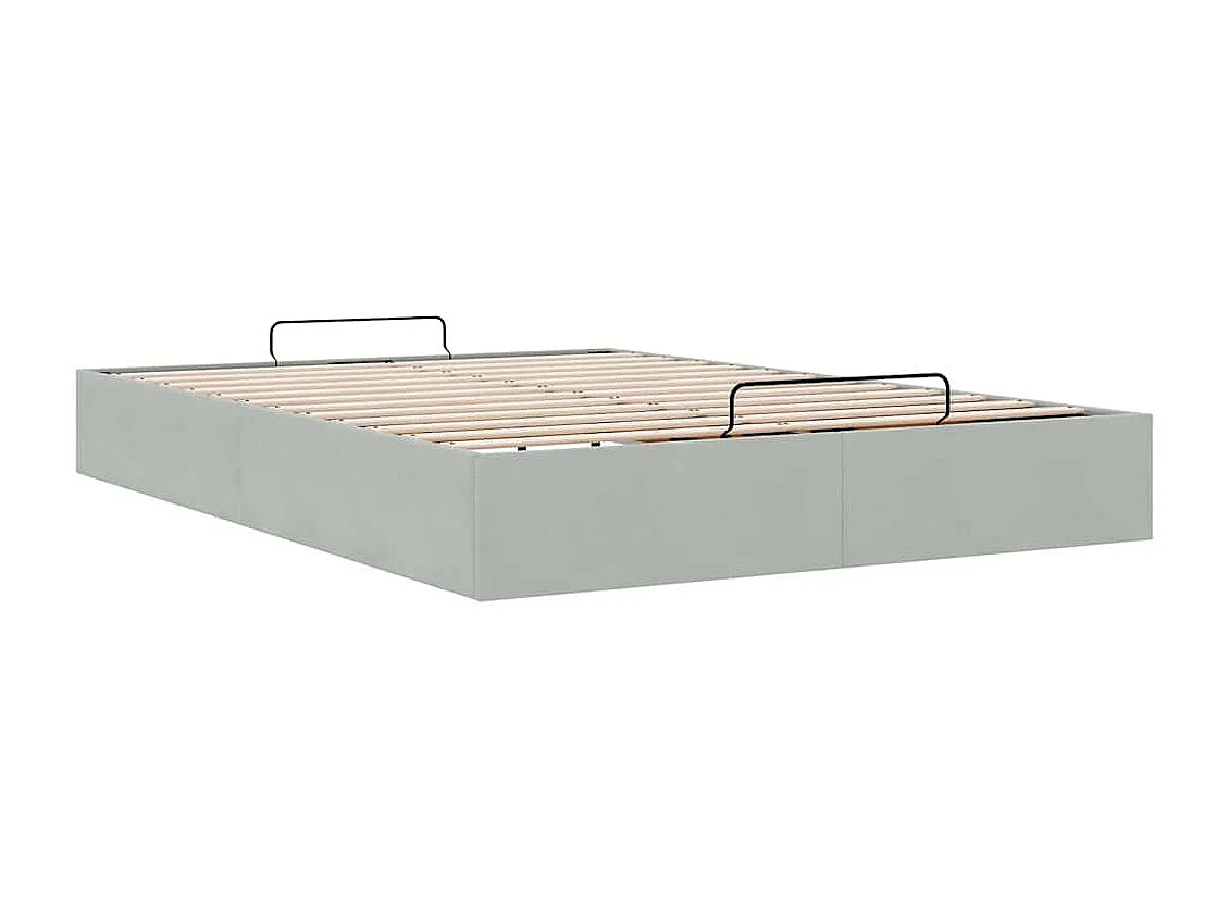 Otomano Bed Frame No Colchão Cinzento Claro 140x190 cm Veludo