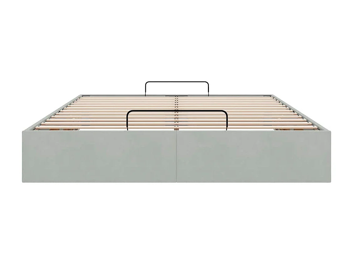 Otomano Bed Frame No Colchão Cinzento Claro 140x190 cm Veludo