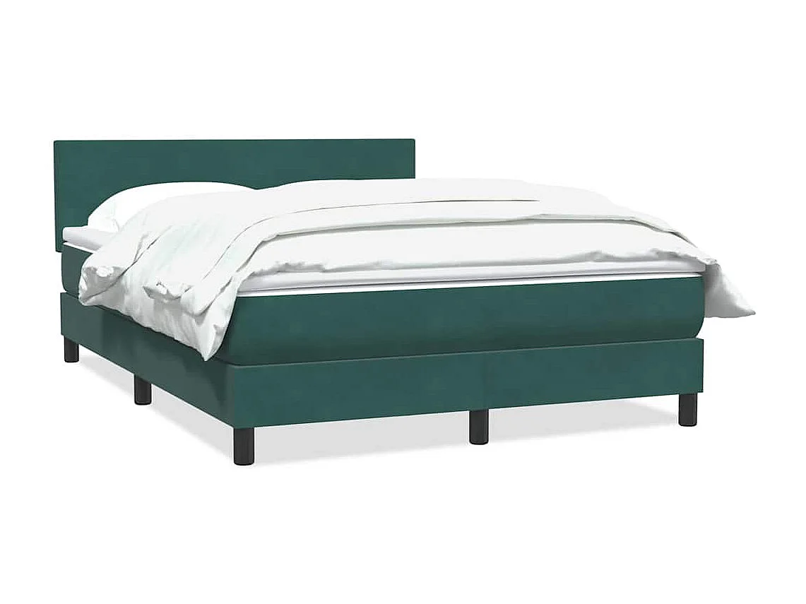 Cama box spring con colchón terciopelo verde oscuro 160x210 cm