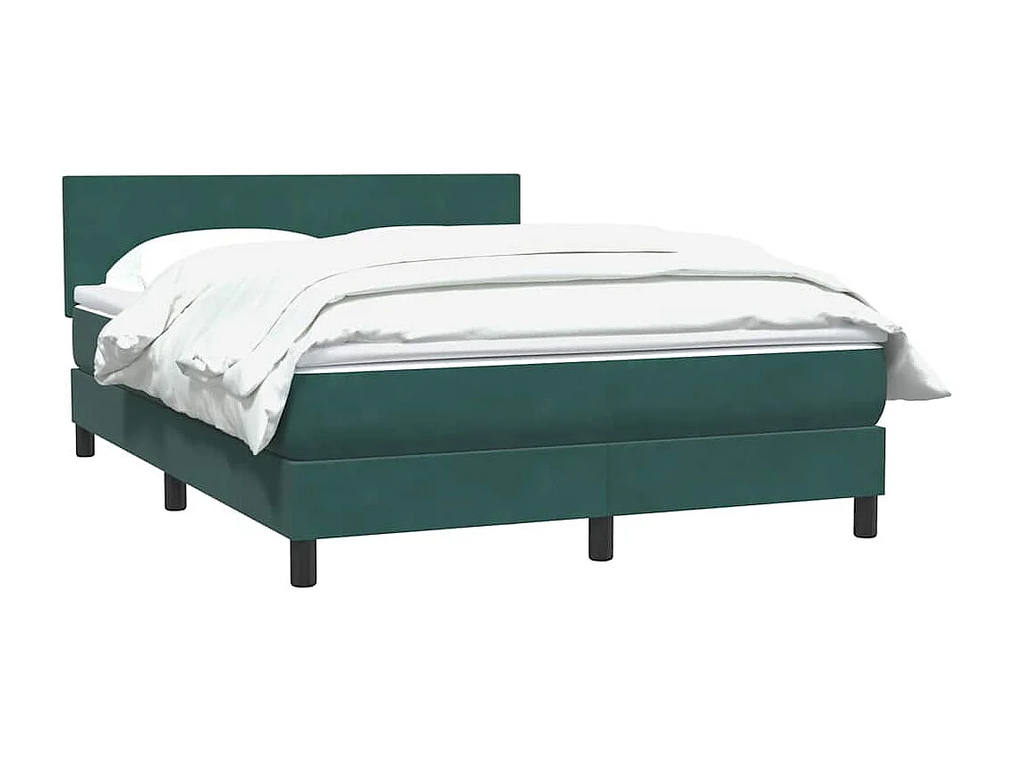 Cama box spring con colchón terciopelo verde oscuro 160x210 cm