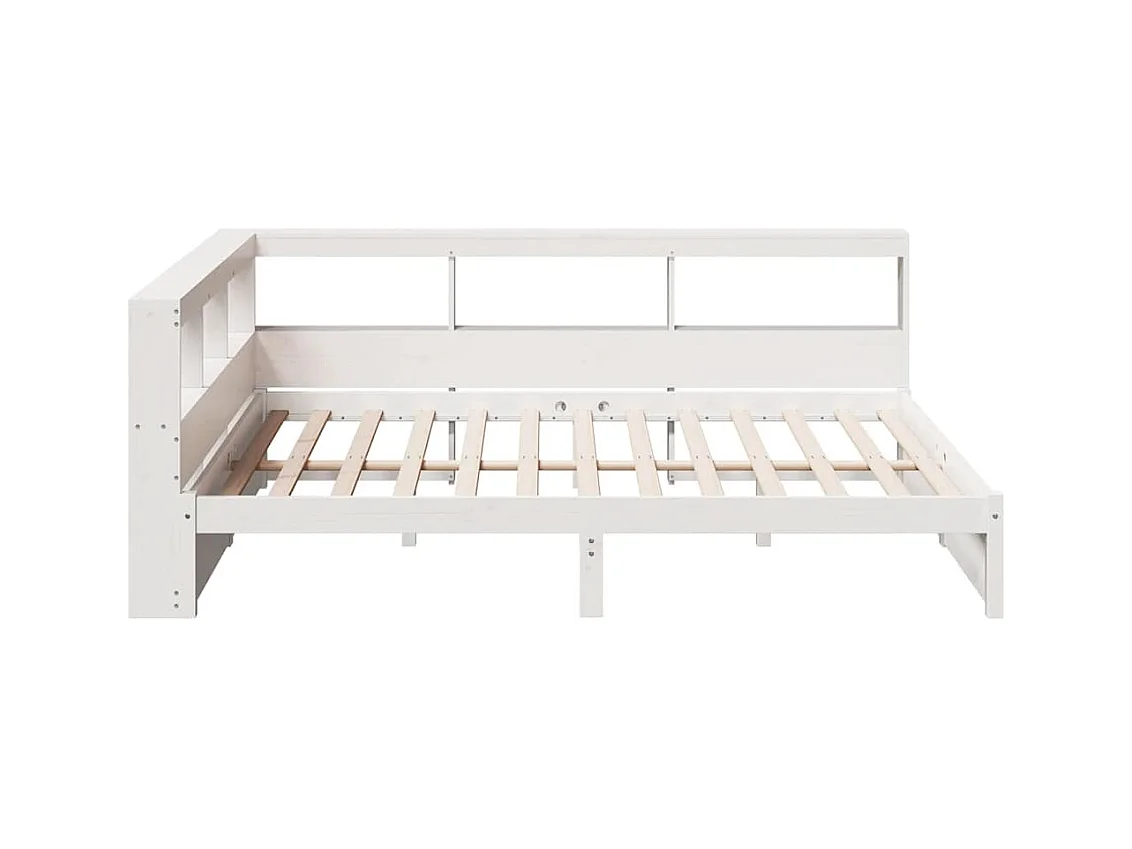 Lit bibliothèque sans matelas blanc 140x190 cm bois pin massif