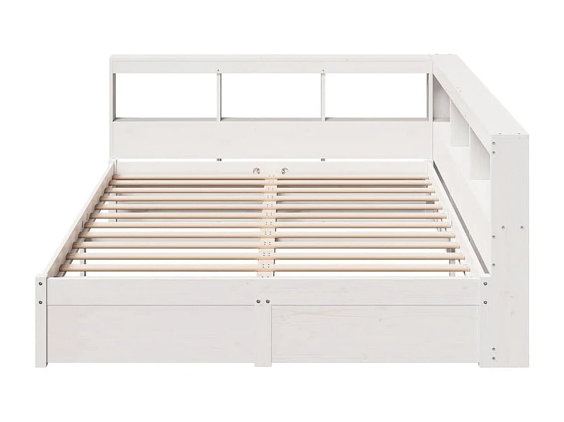 Lit bibliothèque sans matelas blanc 140x190 cm bois pin massif