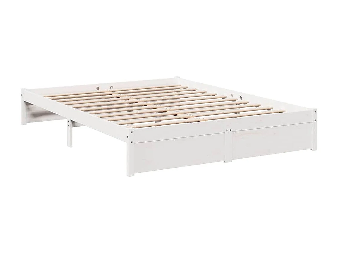 Lit bibliothèque sans matelas blanc 140x190 cm bois pin massif