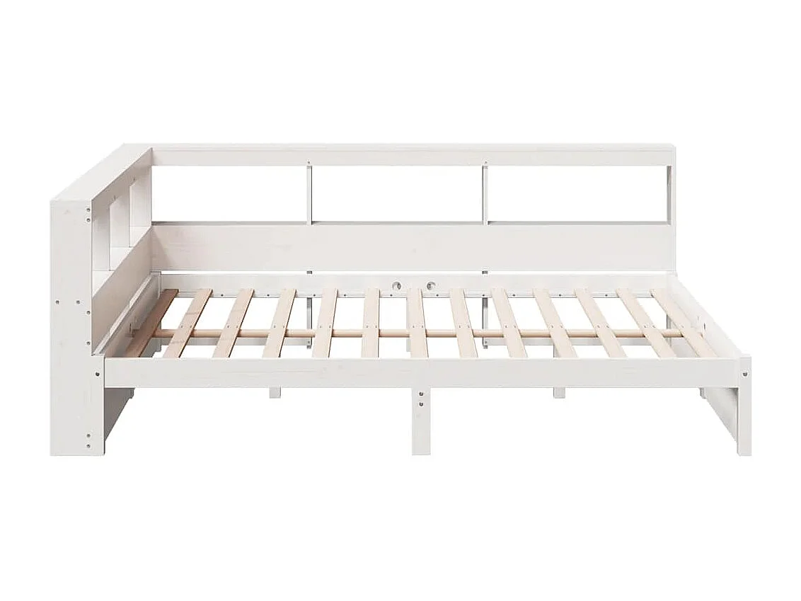 Lit bibliothèque sans matelas blanc 140x190 cm bois pin massif