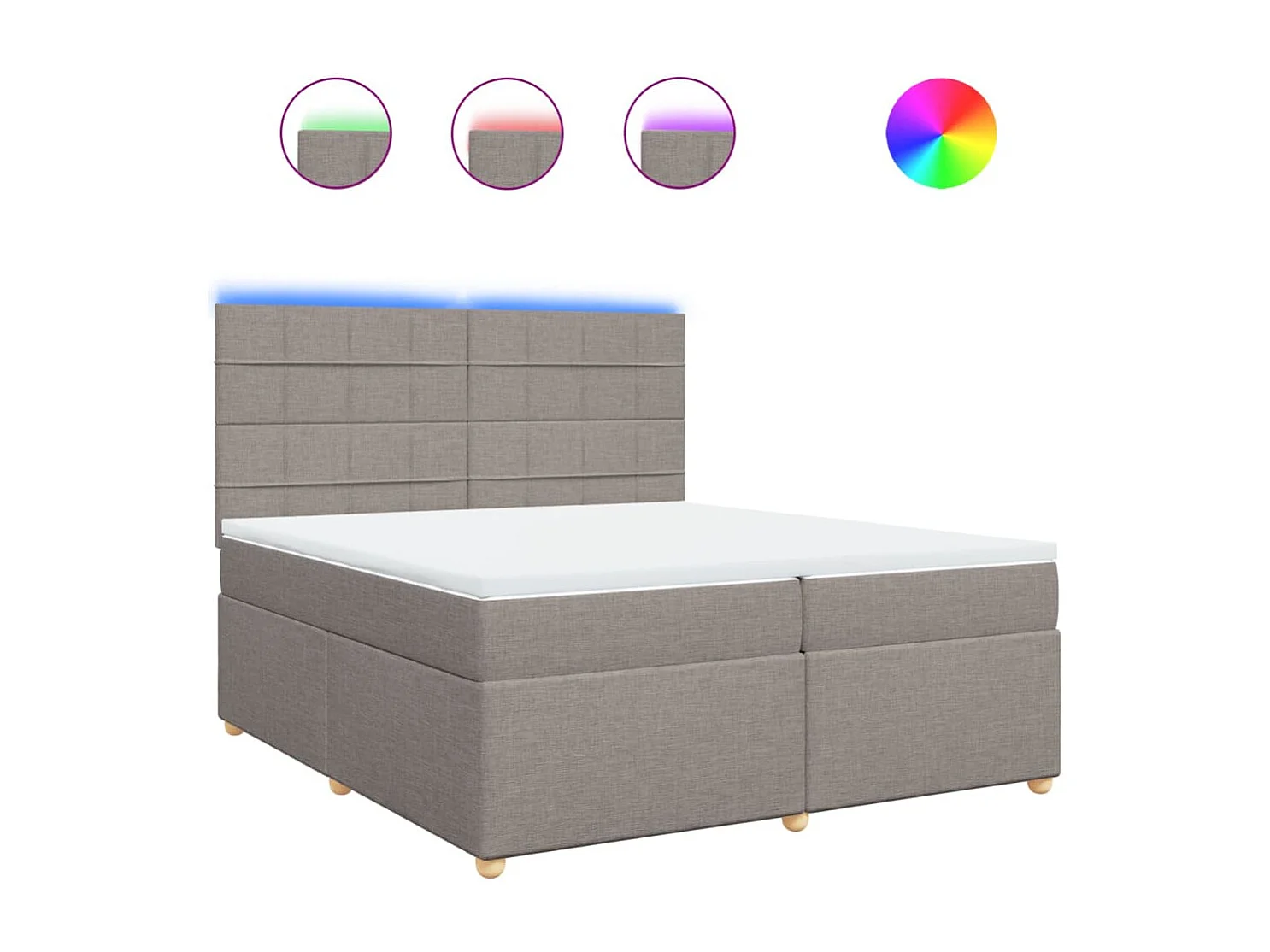 Cama box spring con colchón tela gris taupe 200x200 cm